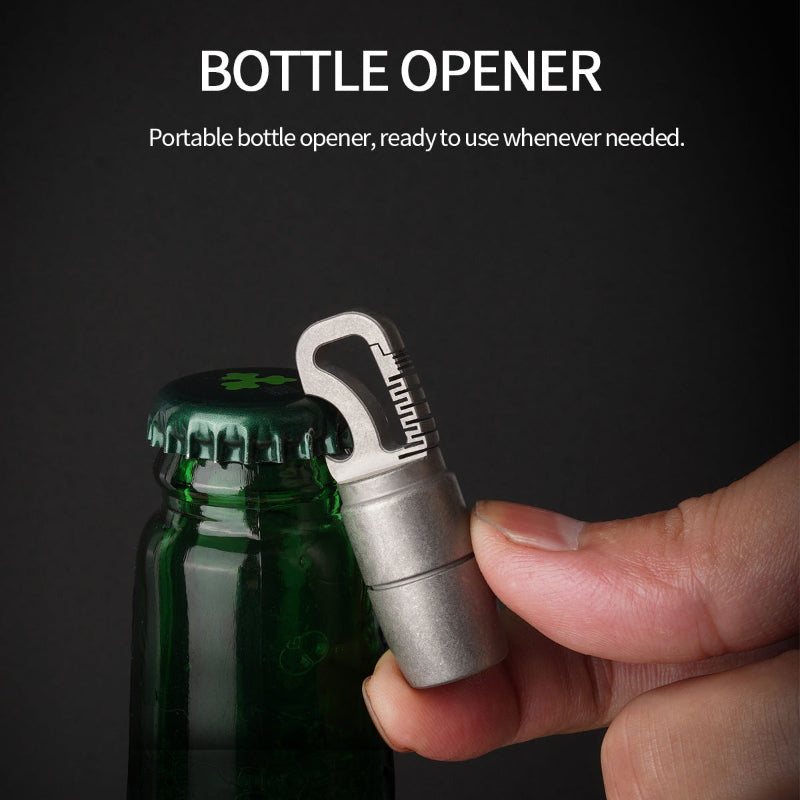 Titanium Alloy Keychain Mini Flashlight Light LED Multifunctional Bottle Opener