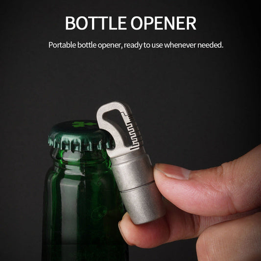 Titanium Alloy Keychain Mini Flashlight Light LED Multifunctional Bottle Opener