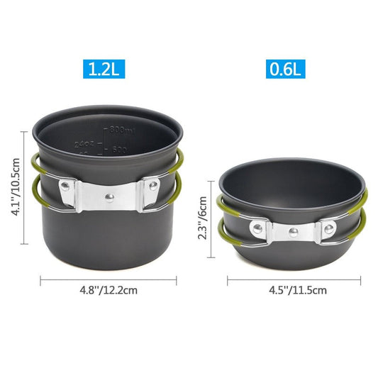 Camping Cookware Mess Kit with Mini Stove,Lightweight Pot Tank Bracket